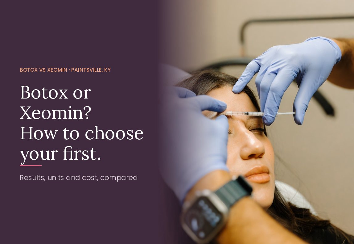 A wrinkle-relaxer injection between the brows at Serene Med Spa in Paintsville, Kentucky